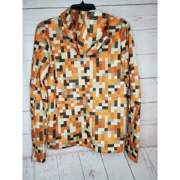 Rare Orage Color Block Full Zip Extra Small Unisex Hooded Drawstring Sweater - Picture 7 of 12